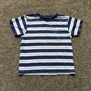 FINAL SALE 3/31/26 Free Planet Blue White Striped Short Sleeve Tee, Size 6